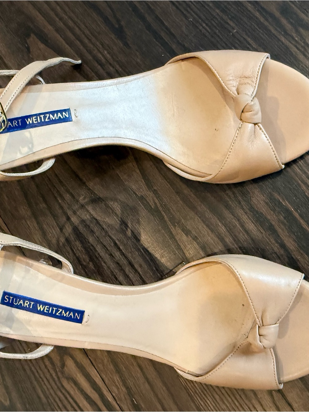 Stuart Weitzman Beige Knot Front Slingback Sandals